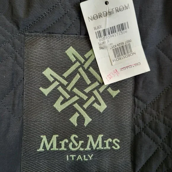 NWT~$2590~MR & MRS ITALY~S/M~BLACK VELVET SEQUIN HOODED PARKA COAT NO FUR
